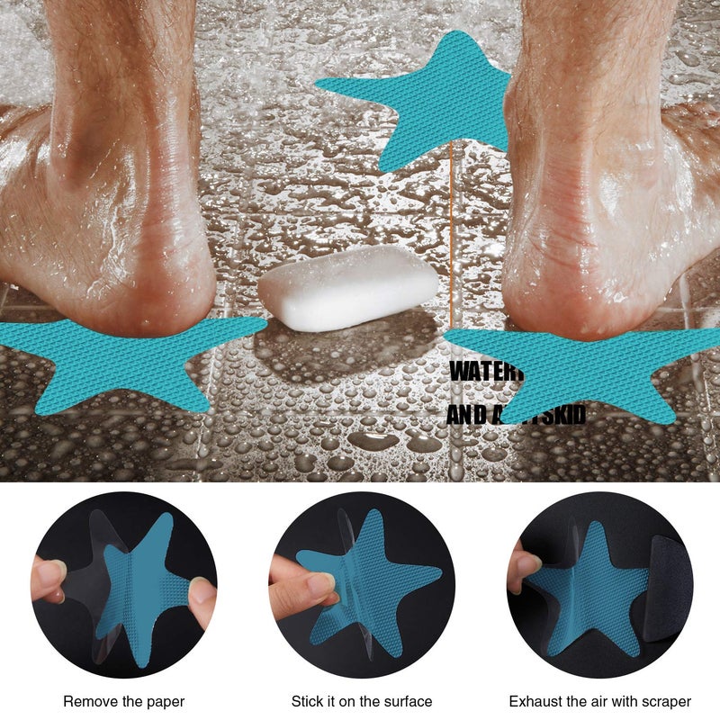 Secopad Anti Slip Shower Stickers Safety Bathtub Strips Adhesive Decals with Premium Scraper (Blue) - Image 5